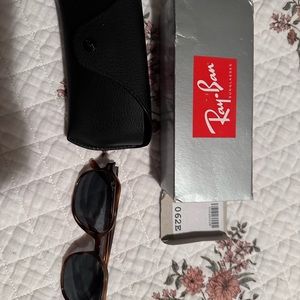 Ray Ban in striped Havana with a blue lens